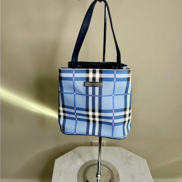 Burberry Blue Checkered Women's Handbag - Picture 1 of 6